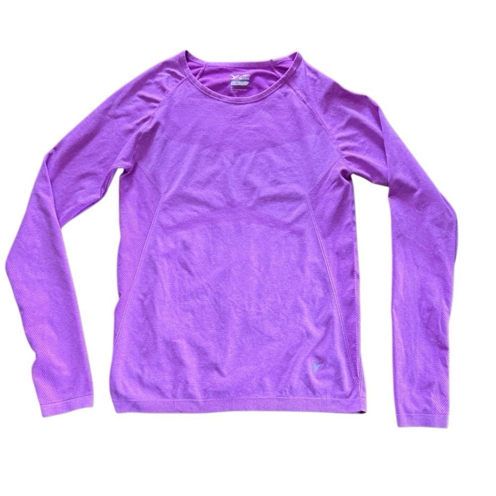 Old Navy Tee Active Semi-Fitted Long Sleeve Athletic Run Shirt Purple Medium